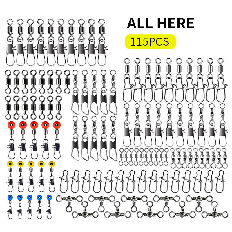 Fishing Equipment Clearance - 115pcs Fishing Swivel Connectors Kit with