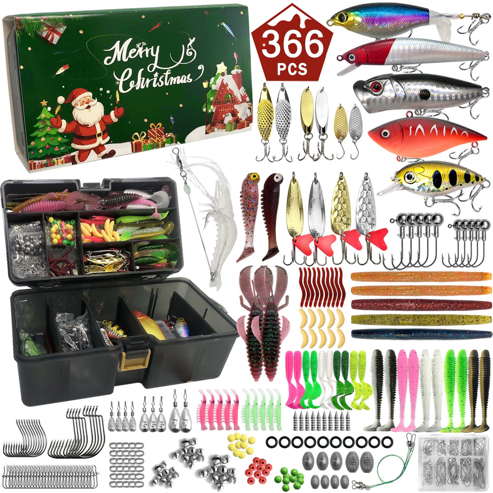 411/366/136/86Pcs of Christmas - Fishing Equipment Clearance avaliação e preço