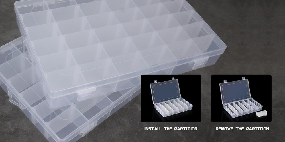 2Pcs Clear Plastic Storage Box - Tackle Box avaliação e preço