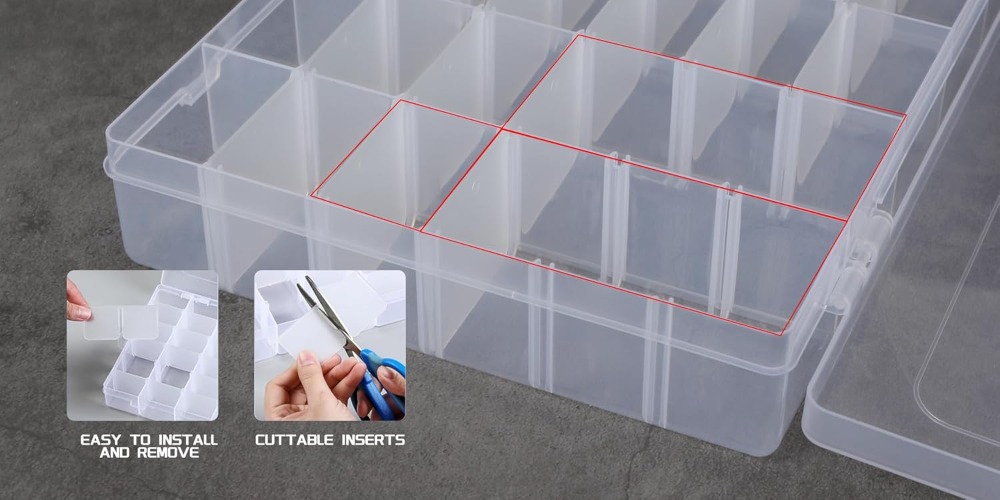 2Pcs Clear Plastic Storage Box - Tackle Box avaliação e preço