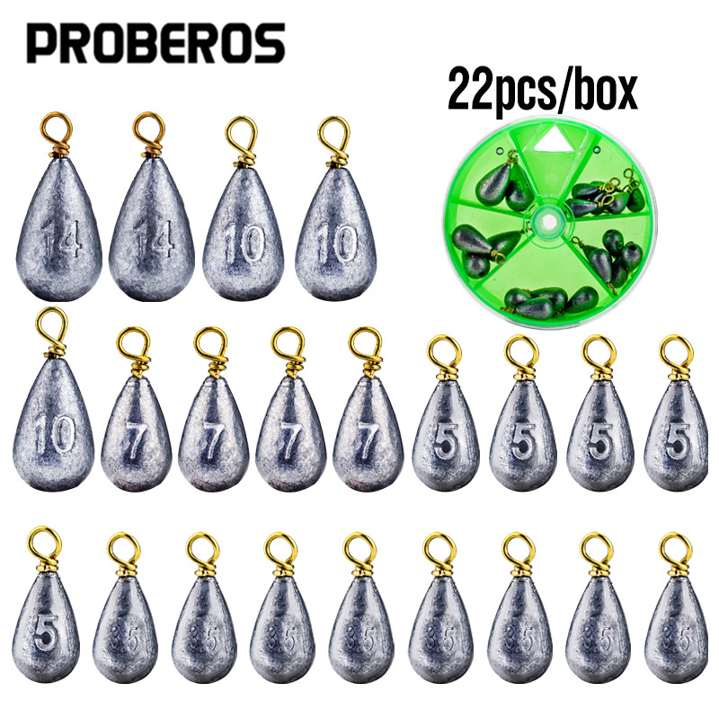 22Pcs/Box Fishing Sinkers Drop - Tackle Box avaliação e preço