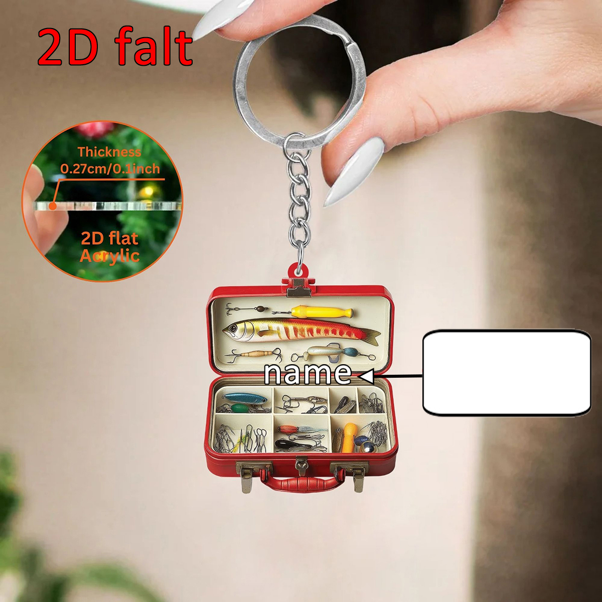 Custom Name 2D Flat Acrylic Fi - Tackle Box avaliação e preço